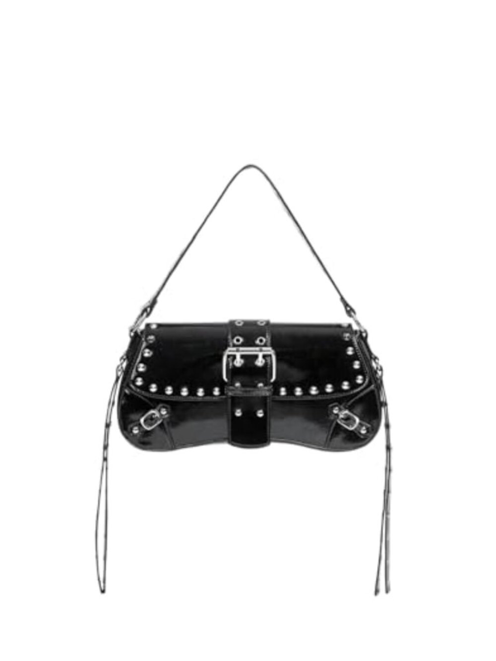 Faux Leather Studded Shoulder Bag Punk Grommet Eyelet Hobo Handbag